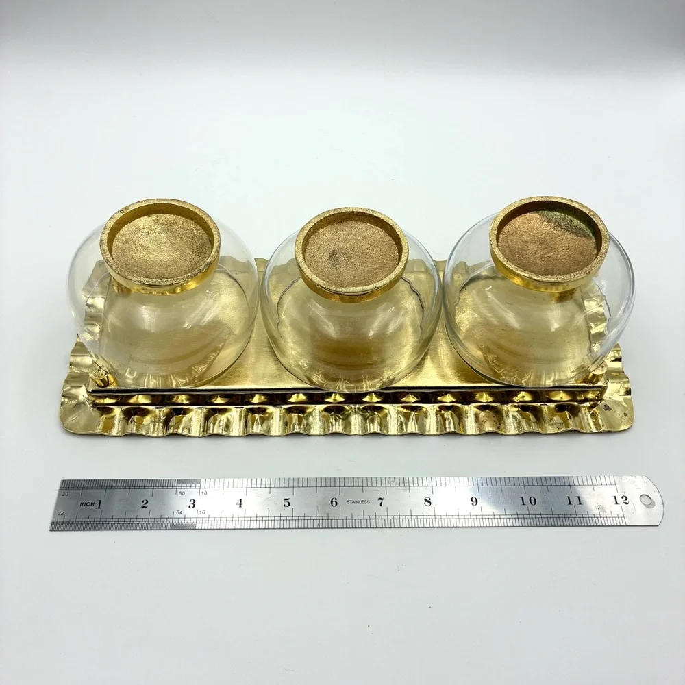 Gold Glass Cups Holder Tray